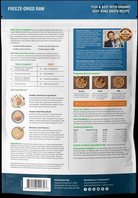 Show full view: Ultimate Pet Nutrition Nutra Complete Plus Bone Broth Fish & Beef Grain-Free Freeze-Dried Raw Dog Food, 16-oz bag slide 3 of 9
