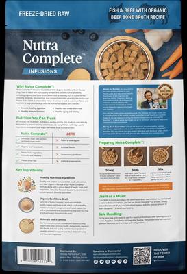 Show full view: Ultimate Pet Nutrition Nutra Complete Plus Bone Broth Fish & Beef Grain-Free Freeze-Dried Raw Dog Food, 48-oz bag slide 3 of 9