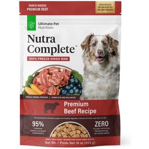 Ultimate Pet Nutrition Nutra Complete Premium Beef Freeze-Dried Raw Dog Food, 16-oz bag