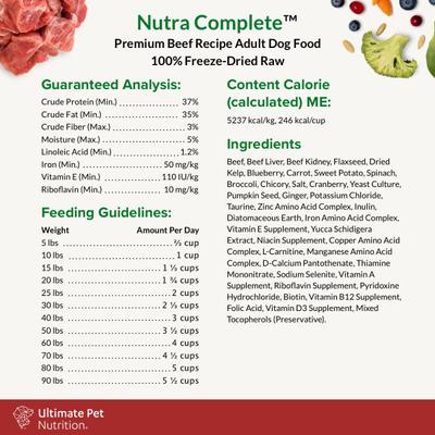 Show full view: Ultimate Pet Nutrition Nutra Complete Premium Beef Freeze-Dried Raw Dog Food, 16-oz bag slide 6 of 9