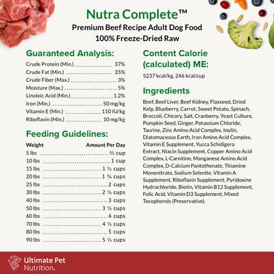 Show full view: Ultimate Pet Nutrition Nutra Complete Premium Beef Freeze-Dried Raw Dog Food, 48-oz bag slide 3 of 10