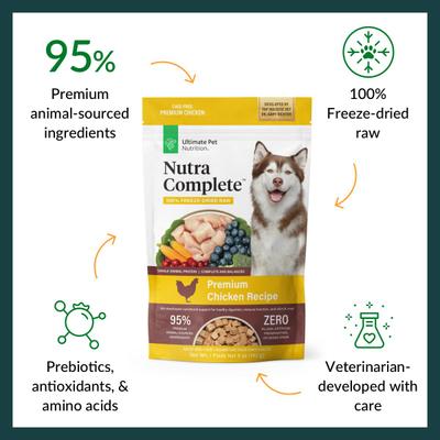 Show full view: Ultimate Pet Nutrition Nutra Complete Premium Chicken Freeze-Dried Raw Dog Food, 16-oz bag slide 4 of 9