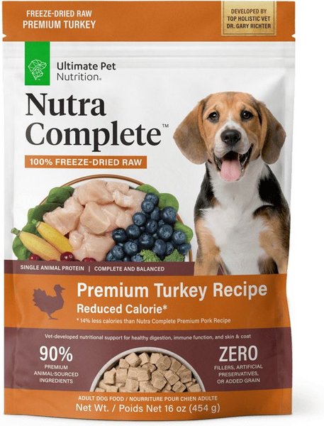 Ultimate Pet Nutrition Nutra Complete Premium Turkey Low Calorie Adult Freeze-Dried Raw Dog Food, 16-oz bag Ultimate Pet Nutrition Nutra Complete Premium Turkey Low Calorie Adult Freeze-Dried Raw Dog Food, 16-oz bag