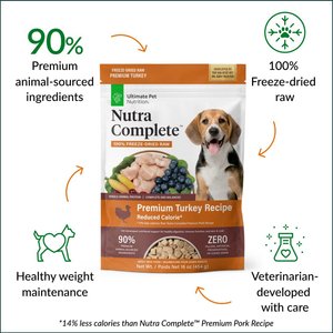Ultimate Pet Nutrition Nutra Complete Premium Turkey Low Calorie Adult Freeze-Dried Raw Dog Food, 16-oz bag