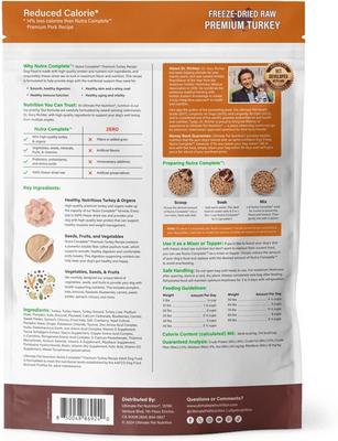 Show full view: Ultimate Pet Nutrition Nutra Complete Premium Turkey Low Calorie Adult Freeze-Dried Raw Dog Food, 16-oz bag slide 3 of 9