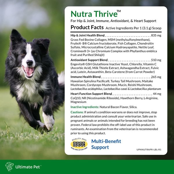 Show full view: Ultimate Pet Nutrition Nutra Thrive Multivitamin 40-in-1 Powder Supplement for Dogs, 4.02-oz jar slide 3 of 5