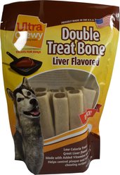 Ultra Chewy Double Treat Bone Liver Flavor Dog Treats, 8 count