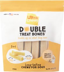 Ultra Chewy Double Treat Bone Peanut Butter Flavor Dog Treats, 8 count