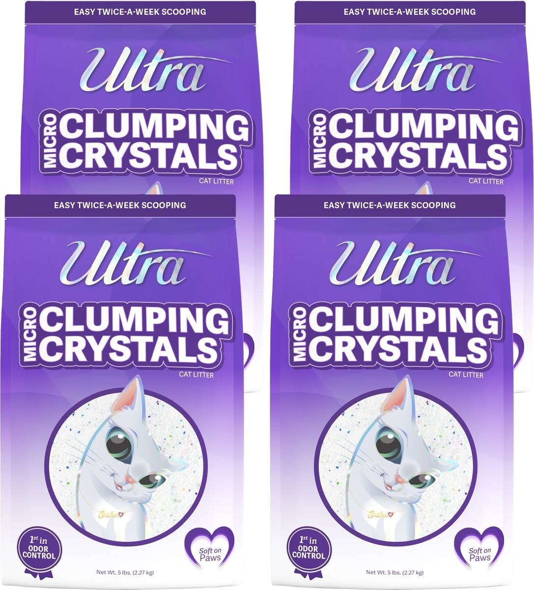 ULTRA Unscented Clumping Crystal Cat Litter, 5-lb bag, bundle of