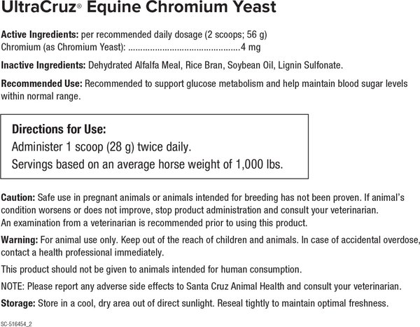 UltraCruz Chromium Yeast Diabetic Support Pellets Horse Supplement