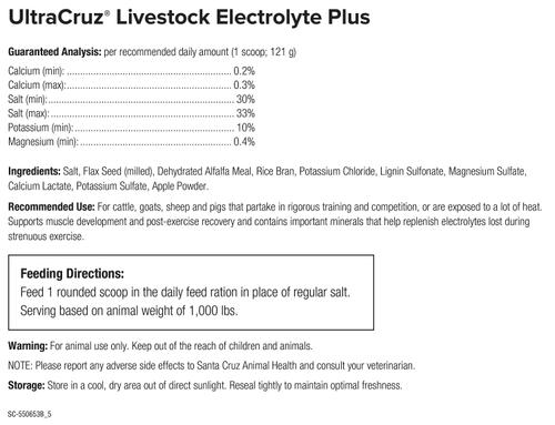 Show full view: UltraCruz Electrolyte Plus Livestock Supplement, 25-lb bag slide 4 of 4