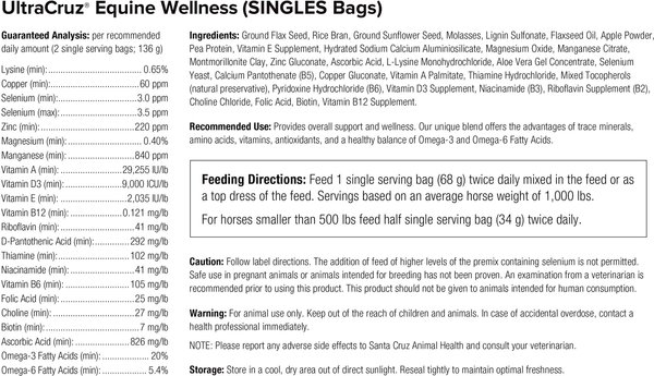 Show full view: UltraCruz Equine Wellness Pellet Horse Supplement, 30 Day Singles slide 4 of 4