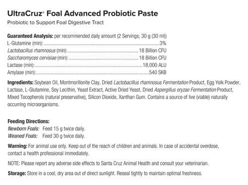 Show full view: UltraCruz Foal Advanced Probiotic Paste Horse Supplement, 60-mL, 6 count slide 2 of 5