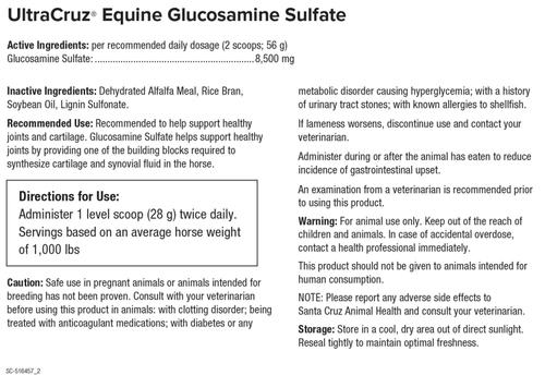 Show full view: UltraCruz Glucosamine Sulfate Joint Support Pellets Horse Supplement, 10-lb bag slide 2 of 4