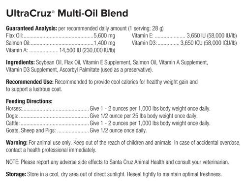 Show full view: UltraCruz Multi-Oil Blend Skin & Coat Care Liquid Horse Supplement, 1-gal bottle slide 4 of 4