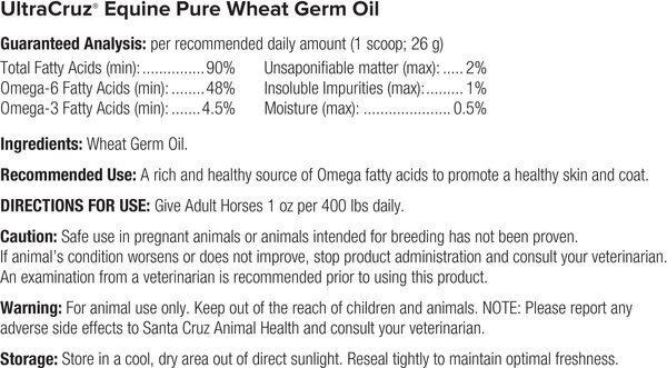 UltraCruz Pure Wheat Germ Oil Skin & Coat Care Liquid Horse Supplement