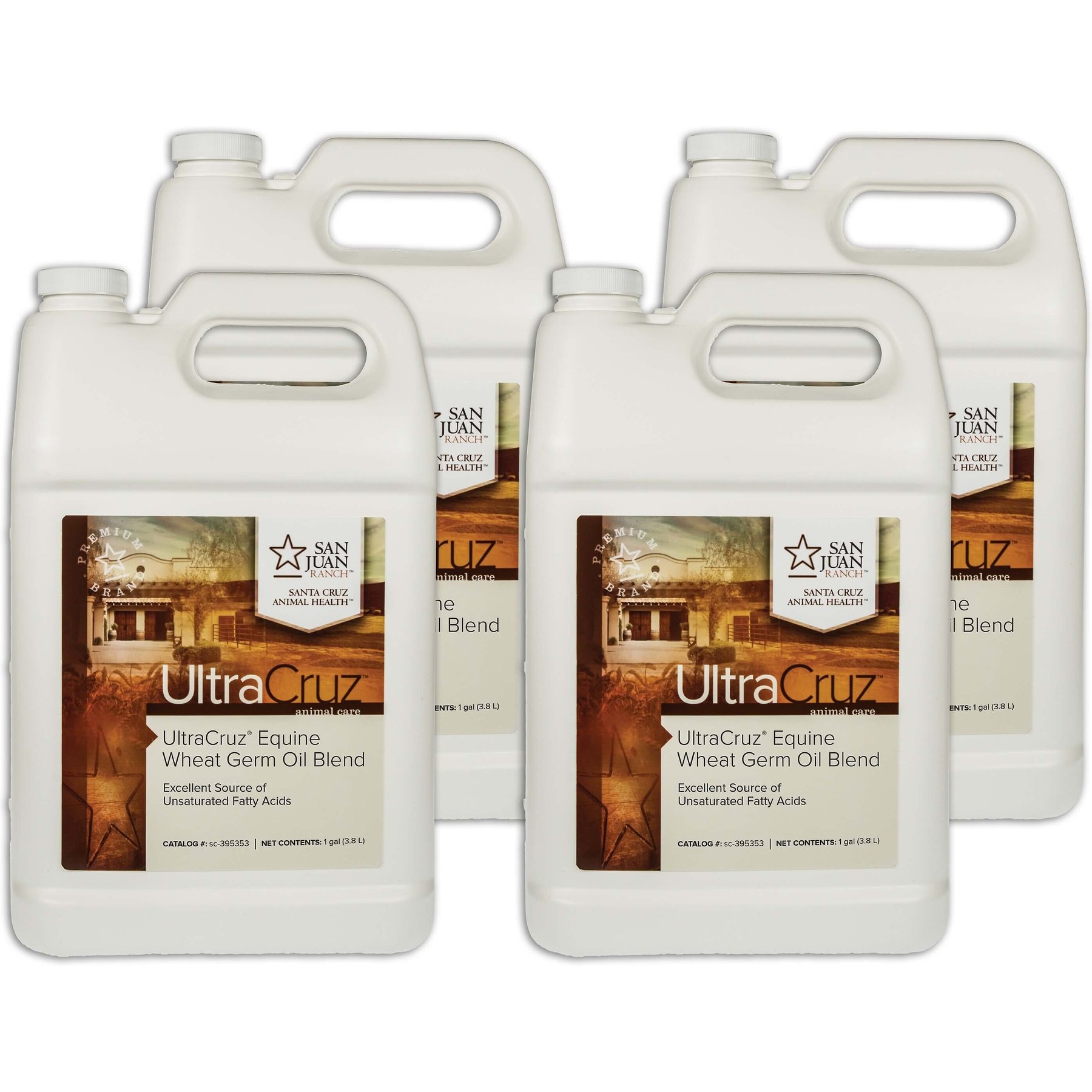 UltraCruz Wheat Germ Oil Blend Skin & Coat Care Grain Flavor Liquid Horse Supplement, 1-gal, 4 count