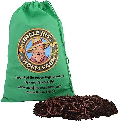 Uncle Jim's Worm Farm Super Red European Night Crawler Reptile & Fish Food