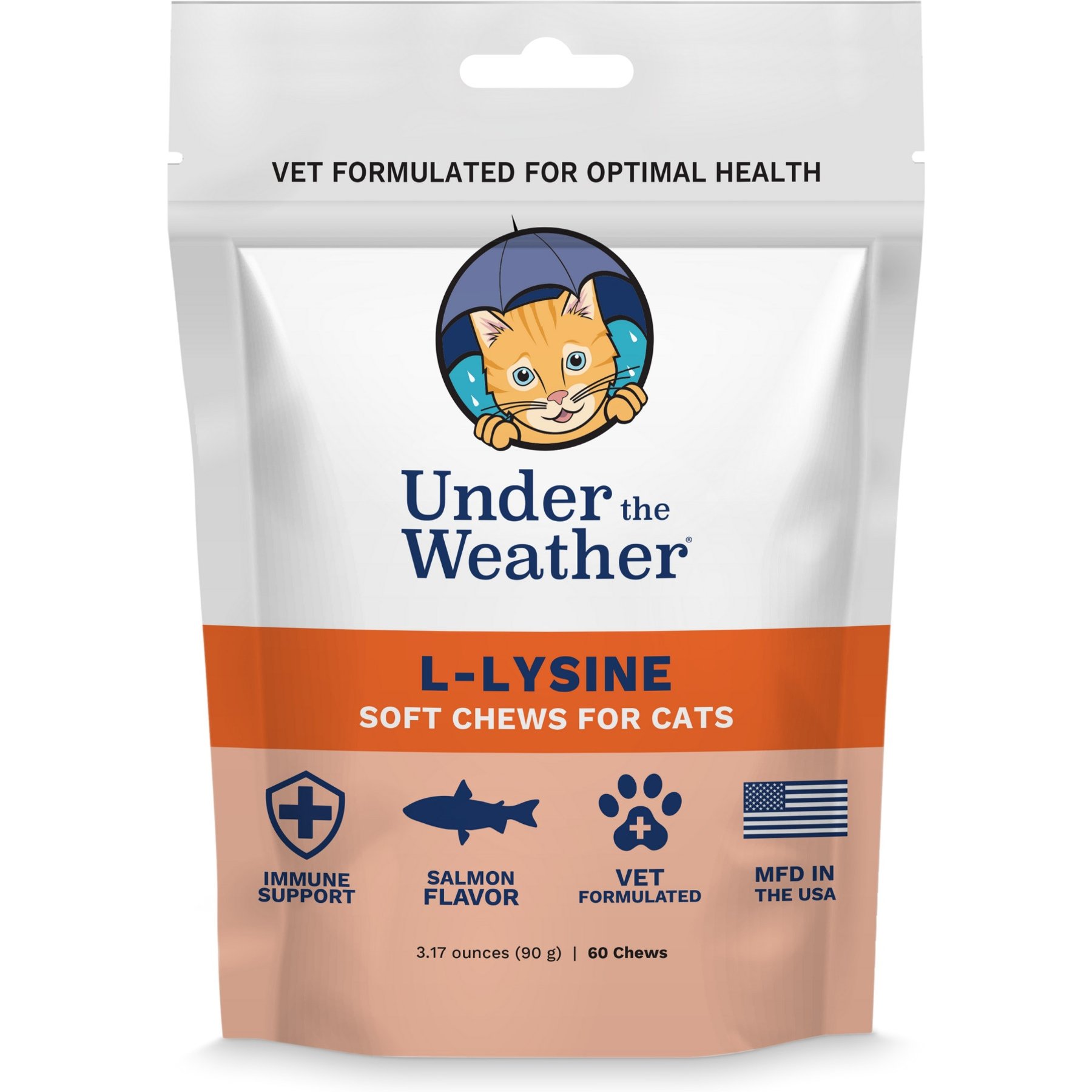 Under the Weather L-lysine Immune Support Chews Cat Supplement, 3.17-oz bag