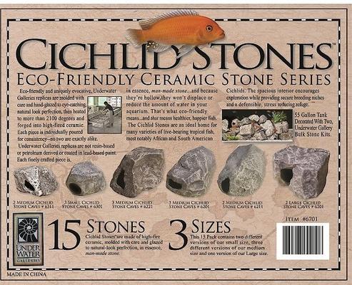 Show full view: Underwater Galleries Assorted Cichlid Aquarium Stone Caves, 15 count box slide 3 of 6