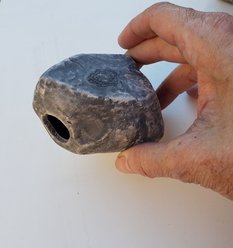 Underwater Galleries Fish Tank Hollow Ceramic Round Aquarium Rock Cave, Gray, Small