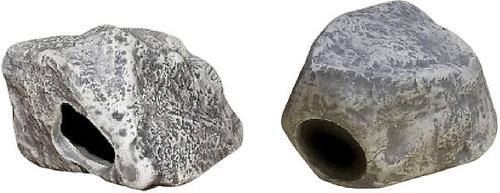 Show full view: Underwater Galleries Fish Tank Hollow Ceramic Round Aquarium Rock Cave, Gray, Small slide 2 of 2