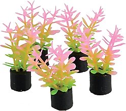 Underwater Treasures Mini Plant Grass Fish Ornament, 1.5-in, 5 count, Pink & Green