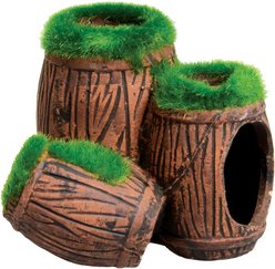 Underwater Treasures Mossy Barrel Hideout Fish Ornament, Triple