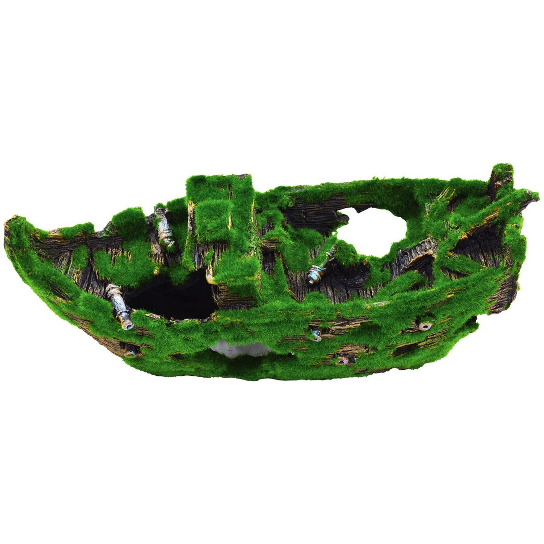 Underwater Treasures Mossy Sunken Ship Fish Ornament