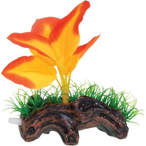 Underwater Treasures Orange Broad Leaf Mini Log Fish Ornament