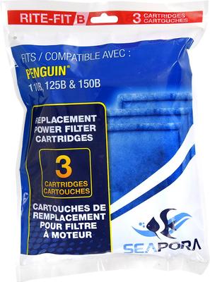 Show full view: Underwater Treasures Seapora Rite-Fit B 110B/125B/150B Power Aquarium Filter Cartridges, 3 count slide 1 of 1