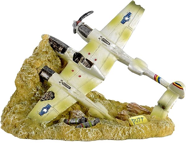 Show full view: Underwater Treasures Sunken Fighter Plane Fish Ornament slide 1 of 1