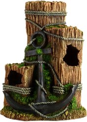 Underwater Treasures Wood with Anchor Fish Ornament, Large