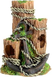 Underwater Treasures Wood with Anchor Fish Ornament, Small