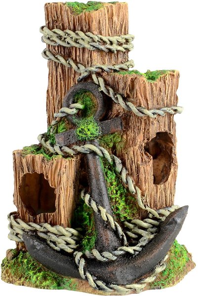 Show full view: Underwater Treasures Wood with Anchor Fish Ornament, Small slide 1 of 2
