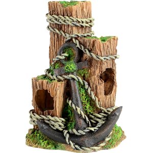 Underwater Treasures Wood with Anchor Fish Ornament, Small