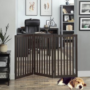 Unipaws Free Standing Dog Gate, Espresso, 36-in, 3-panel