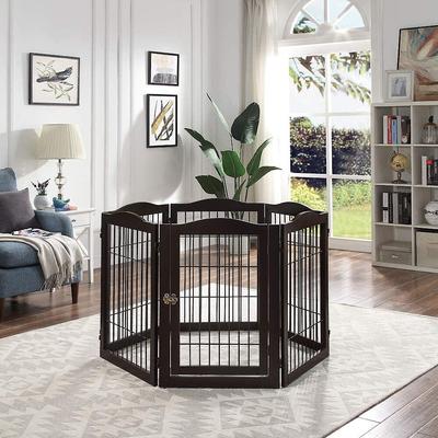 Show full view: Unipaws 31.5-in 6 Panel Freestanding Wooden Wire Dog & Cat Gate, Espresso slide 2 of 8