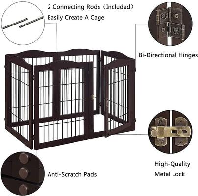 Show full view: Unipaws 31.5-in 6 Panel Freestanding Wooden Wire Dog & Cat Gate, Espresso slide 6 of 8