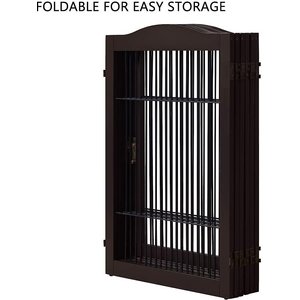 Unipaws 31.5-in 6 Panel Freestanding Wooden Wire Dog & Cat Gate, Espresso