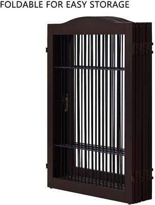 Show full view: Unipaws 31.5-in 6 Panel Freestanding Wooden Wire Dog & Cat Gate, Espresso slide 7 of 8