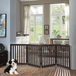 Unipaws Free Standing Dog Gate, Espresso, 24-in, 4-panel slide 1 of 7