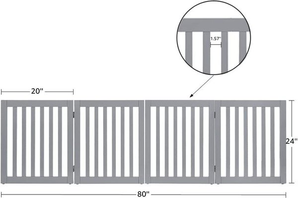 Show full view: Unipaws Free Standing Dog Gate, Gray, 24-in, 4-panel slide 3 of 8