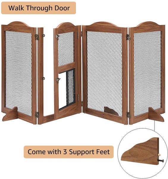 Unipaws 4 Panel Wooden Wire Dog Gate