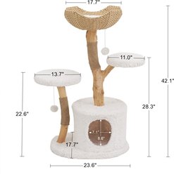 Unipaws 44.5-in Wooden Cat Tree Tower, White slide 2 of 7