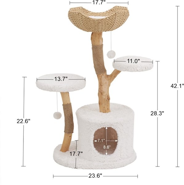 Unipaws 44.5-in Wooden Cat Tree Tower, White