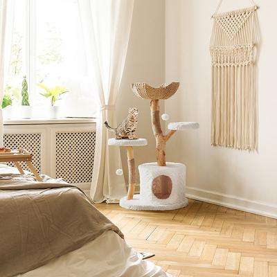 Show full view: Unipaws 44.5-in Wooden Cat Tree Tower, White slide 4 of 8