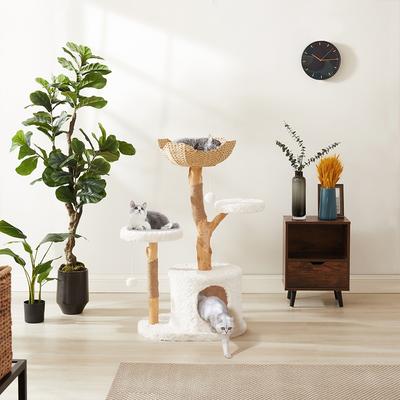 Show full view: Unipaws 44.5-in Wooden Cat Tree Tower, White slide 6 of 8