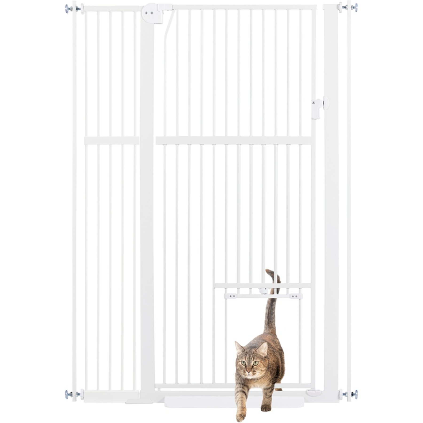 Unipaws 56-in Tall Dog & Cat Gate with Small Hole & Extension Kit, White, Medium