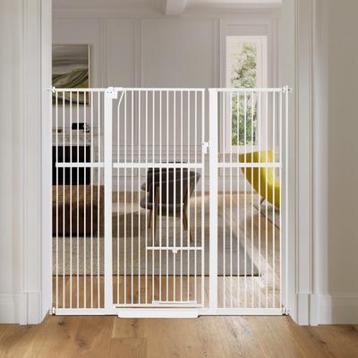 Show full view: Unipaws 56-in Tall Dog & Cat Gate with Small Hole & Extension Kit, White, Medium slide 3 of 8